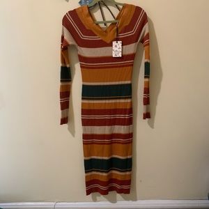 Hippie Rose off the shoulder v neck body con dress